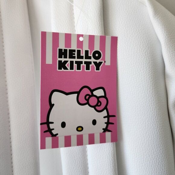 Hello Kitty White Kids Backpack | Faux Leather Red Straps Zipper Pocket | NEW - Picture 7 of 8